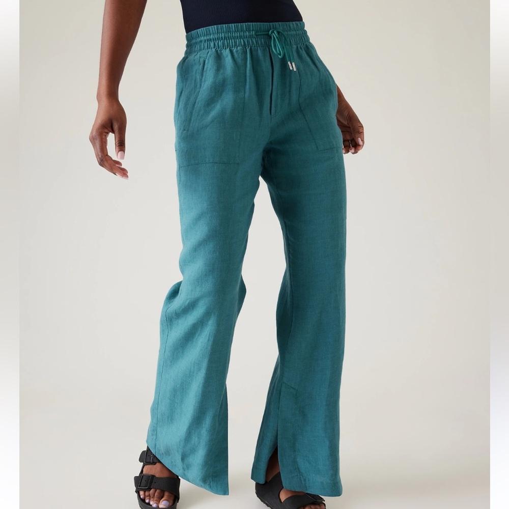Athleta Retreat Teal Linen Pants